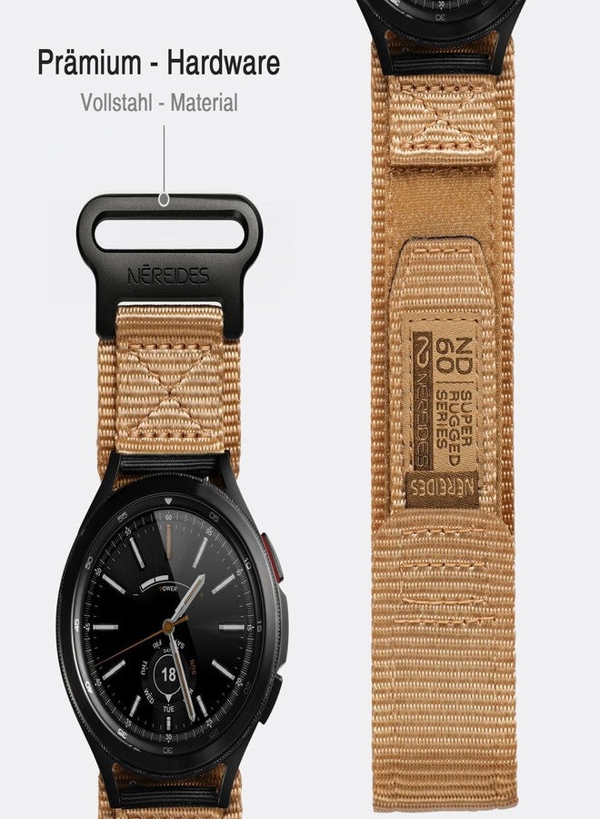 Nereides Band Compatible with Samsung Galaxy Watch 7 6 5 4 40mm 44mm/ Watch 6 4 Classic/Watch 5 Pro/Watch 3 Classic 41mm/Active 2, 20mm Nylon Replacement Sports Strap for Men Women(Light Brown,L) - Image 4