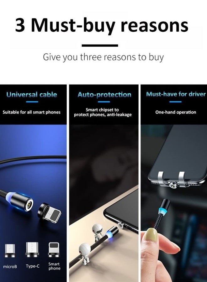 general X-Cable 3-in-1 Metal Magnetic Nylon Braided Charging Cable | Lightening/Micro/Type-C USB Port Charging Cable