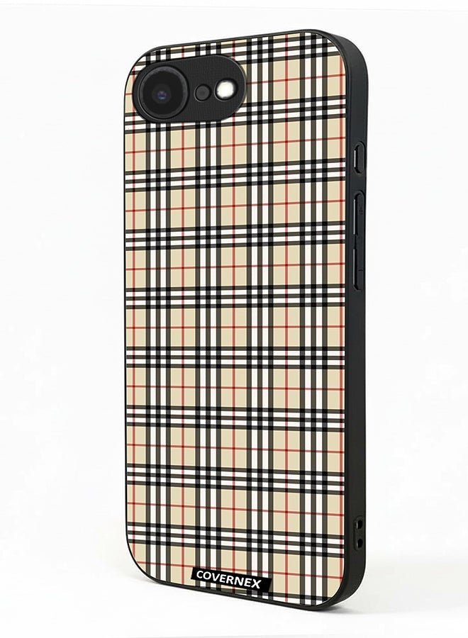 Covernex Apple iPhone 16e Protective Case Cover Printed Featuring Classic Neutral Plaid Pattern - Image 2