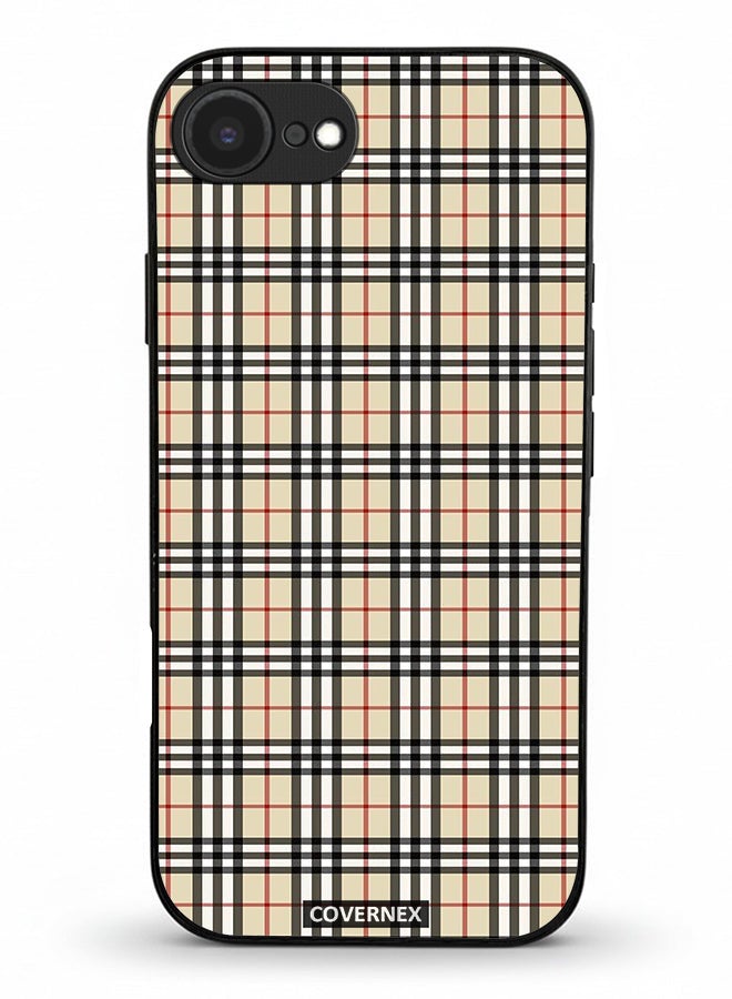 Covernex Apple iPhone 16e Protective Case Cover Printed Featuring Classic Neutral Plaid Pattern - Image 1