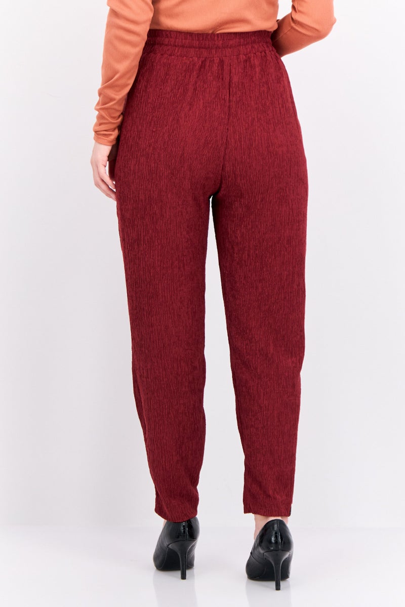 The Giving Movement Women Regular  Fit Textured Palazzo Pants, Maroon - Image 4