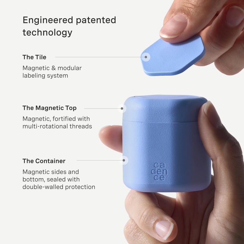 Cadence Travel Containers - Body Care Capsule Set - Magnetic Containers with Lids,Carry On Travel Essentials for Women/Men - 3 Flex Mediums (1.32oz) - Body Wash, Lotion & Sun Icon Labels - Sand - Image 5