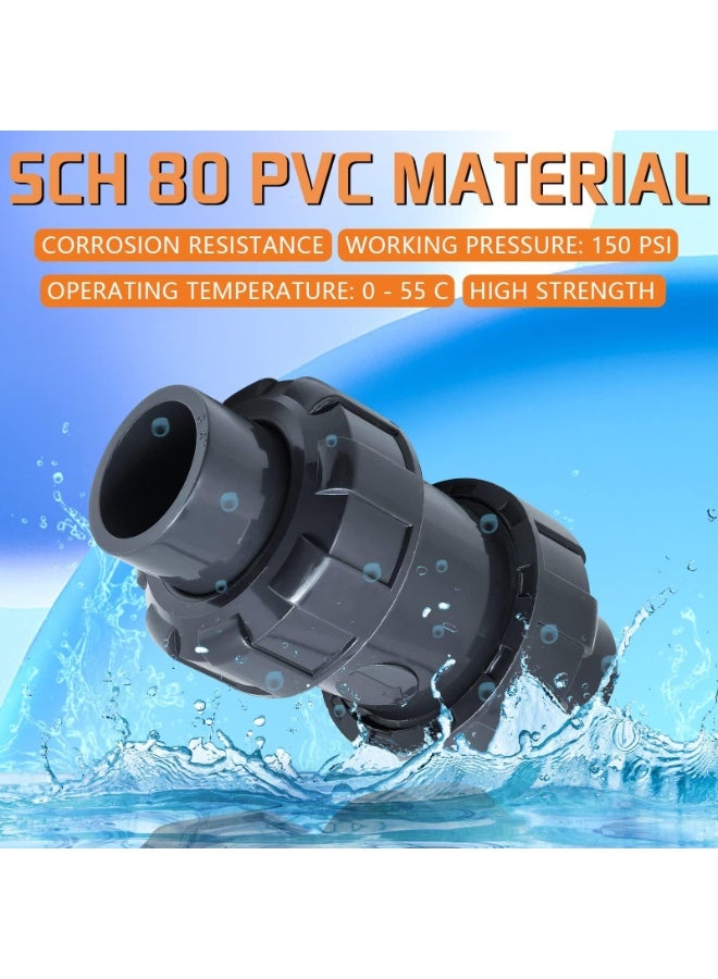 3/4" True Union Check Valve DN20 Check Valve, Combination Check Valve Heavy Duty Ball Check Valve Slip - Slip Connection for Fluid Systems Backflow Prevention  - Image 2