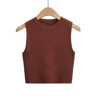 European and American style 2023 Autumn New slim slim slim round neck sleeveless striped knitted small Vest Womens wholesale Dark brown - pzsku/Z1983CD05F21F167F4956Z/45/1746227994/4503e95e-6732-43d8-a081-f15a7dd2a01d