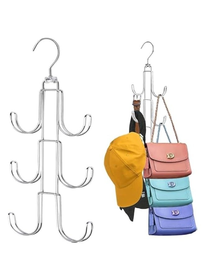 TRASSLE 2Pack Purse Hanger Organizer for Closet,Handbag Hanging Organizer for Closet,Rotatable Purse Rack Space Saving Bag Hangers Closet Storage Hooks for Bags,Hats,Belt,Tie,Scarfs  - Image 1