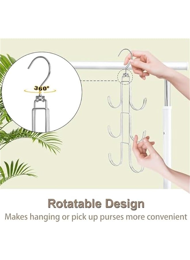TRASSLE 2Pack Purse Hanger Organizer for Closet,Handbag Hanging Organizer for Closet,Rotatable Purse Rack Space Saving Bag Hangers Closet Storage Hooks for Bags,Hats,Belt,Tie,Scarfs  - Image 4