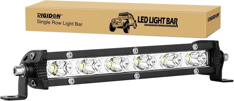 RIGIDON 7 بوصة 30 واط شعاع نقطي لمصباح شريط LED للسيارة صف واحد فائق النحافة 12 فولت 24 فولت للطرق الوعرة والشاحنات وسيارات الدفع الرباعي وUTE وATV و4x4، مصباح عمل قيادة مقاوم للماء، مصباح ضباب أبيض 6000 كلفن - Image 1