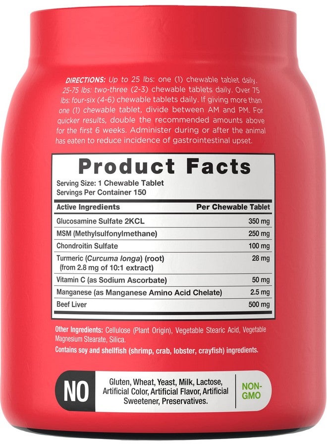 Horbäach Glucosamine for Dogs | 150 Chews | Hip and Joint Supplement for Dogs | Glucosamine, Chondroitin, MSM, Turmeric and More | Non-GMO & Gluten Free | by River & RULA - Image 2
