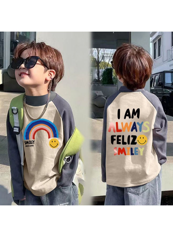 Children's Base Shirt De Velvet Warm Spring And Autumn New Mid-big Children's Half-high Collar T-shirt Baby Contrast Color Base Shirt