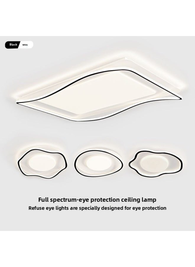 Generic - Full Spectrum Eye Protection Living Room Main Lamp Simple Atmosphere Minimalist Headlight Zhongshan Lamp Ceiling Lamp Voice-activated Type-Specifications:Black And White Model-full Spectrum Ra*/.97-Power:Round 50cm Tmall (area 10-16 Square Meters) - Image 1