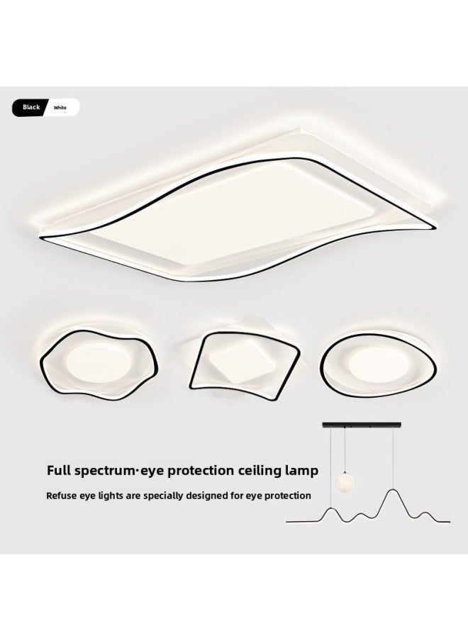 Generic - Full Spectrum Eye Protection Living Room Main Lamp Simple Atmosphere Minimalist Headlight Zhongshan Lamp Ceiling Lamp Voice-activated Type-Specifications:Black And White Model-full Spectrum Ra*/.97-Power:Round 50cm Tmall (area 10-16 Square Meters) - Image 1