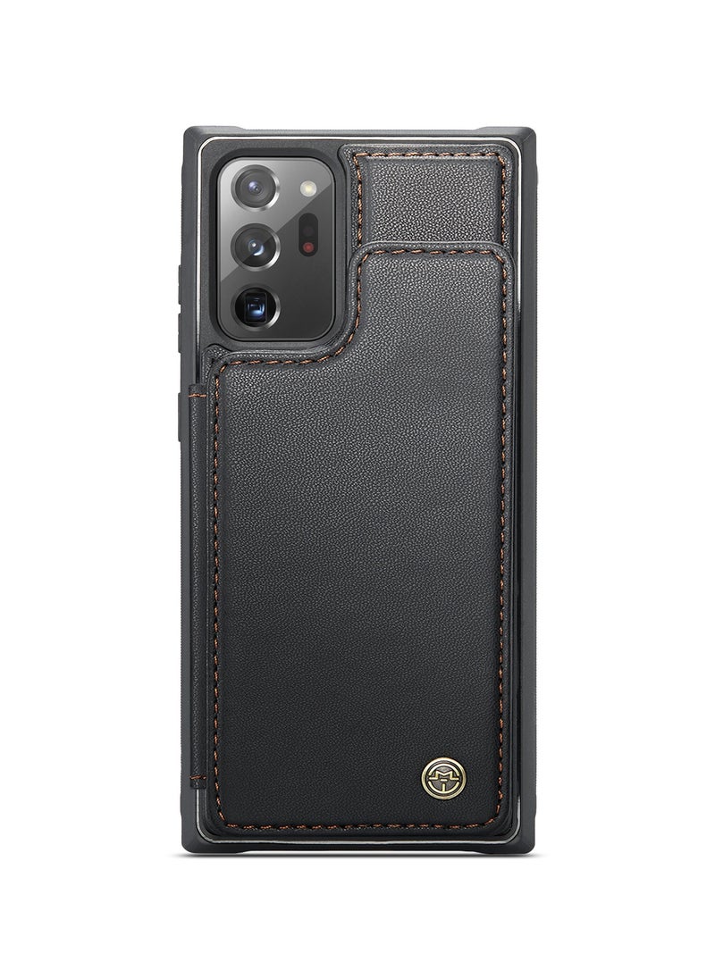 CaseMe Wallet Case for Samsung Galaxy Note 20 Ultra, Premium Handmade Durable PU Leather Slim Shockproof Case with [Double Magnetic Clasp] [Card Holder] [Kickstand] [RFID Blocking] (Black)  - Image 3