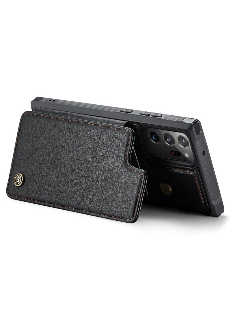 CaseMe Wallet Case for Samsung Galaxy Note 20 Ultra, Premium Handmade Durable PU Leather Slim Shockproof Case with [Double Magnetic Clasp] [Card Holder] [Kickstand] [RFID Blocking] (Black)  - Image 4
