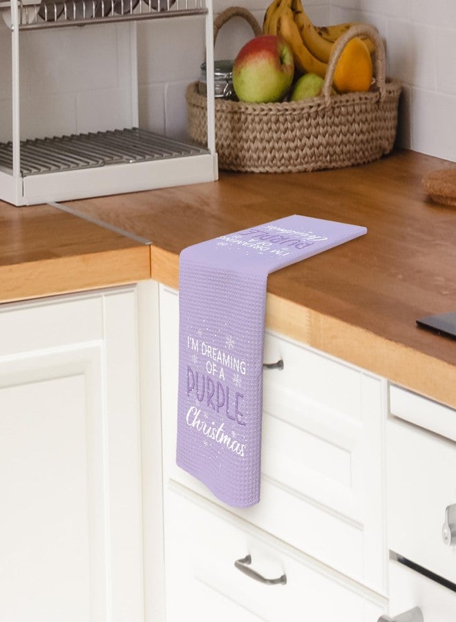 TAEDIN Purple Christmas Kitchen Towels Dish Towel 16x24 Inches, Pink Xmas Gifts, Pink Christmas Holiday Snowflakes Decorative Absorbent Dishcloths Tea Towels for Bathroom Decor - Image 2