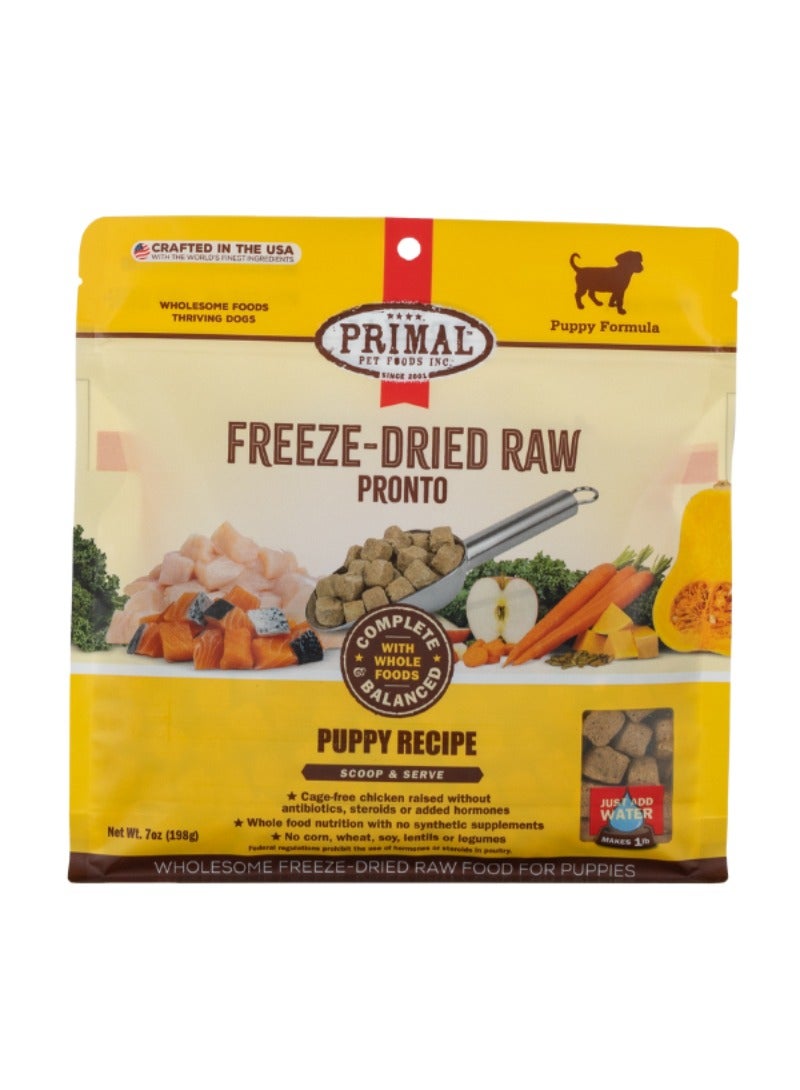 Primal Pet Foods Canine Chicken-Salmon Puppy Pronto Grain Free Freeze Dried Raw Dog Food 198g - Image 1