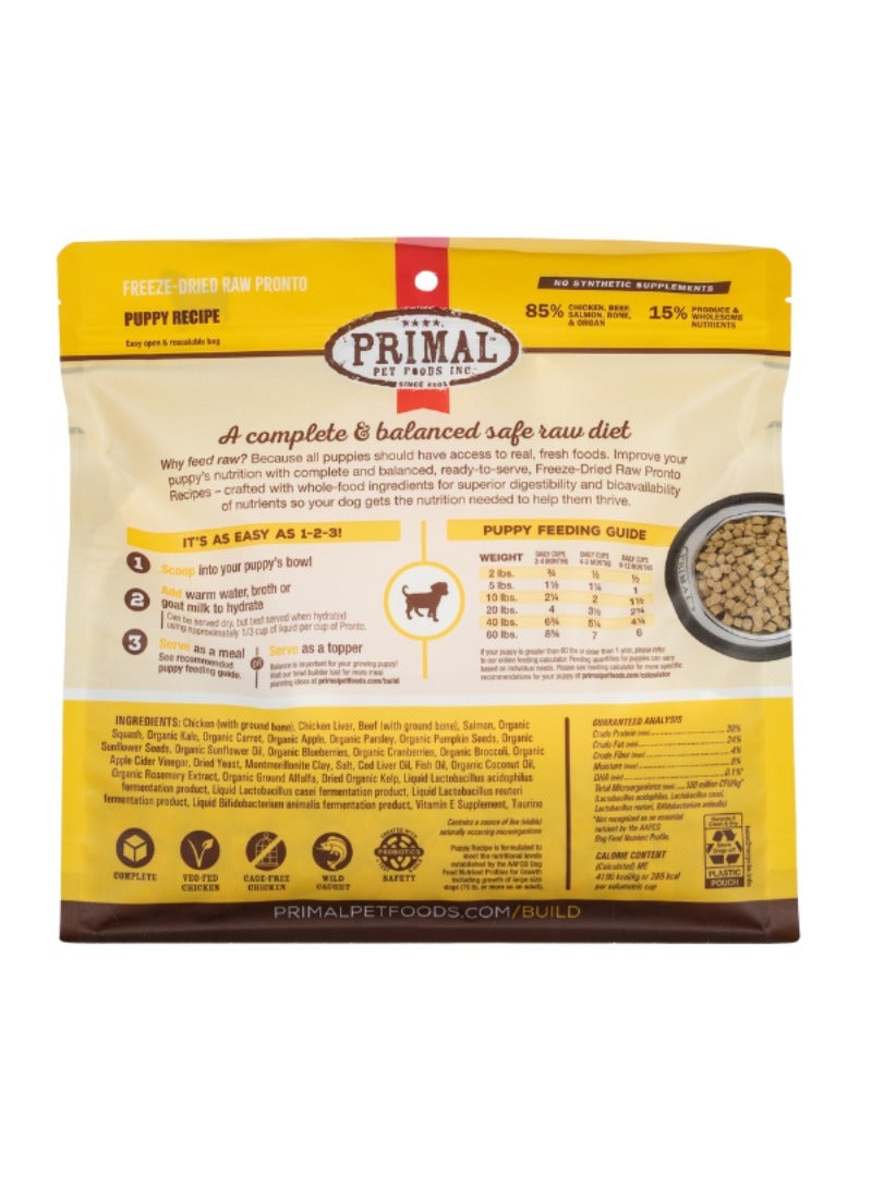 Primal Pet Foods Canine Chicken-Salmon Puppy Pronto Grain Free Freeze Dried Raw Dog Food 198g - Image 2