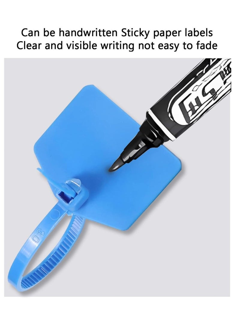 Oasisgalore - 4 Inch Nylon Cable Ties, Write-On, Self-Locking, Waterproof, Blue, 100-Pack for Wire Marking and Shipping Tags - Image 1