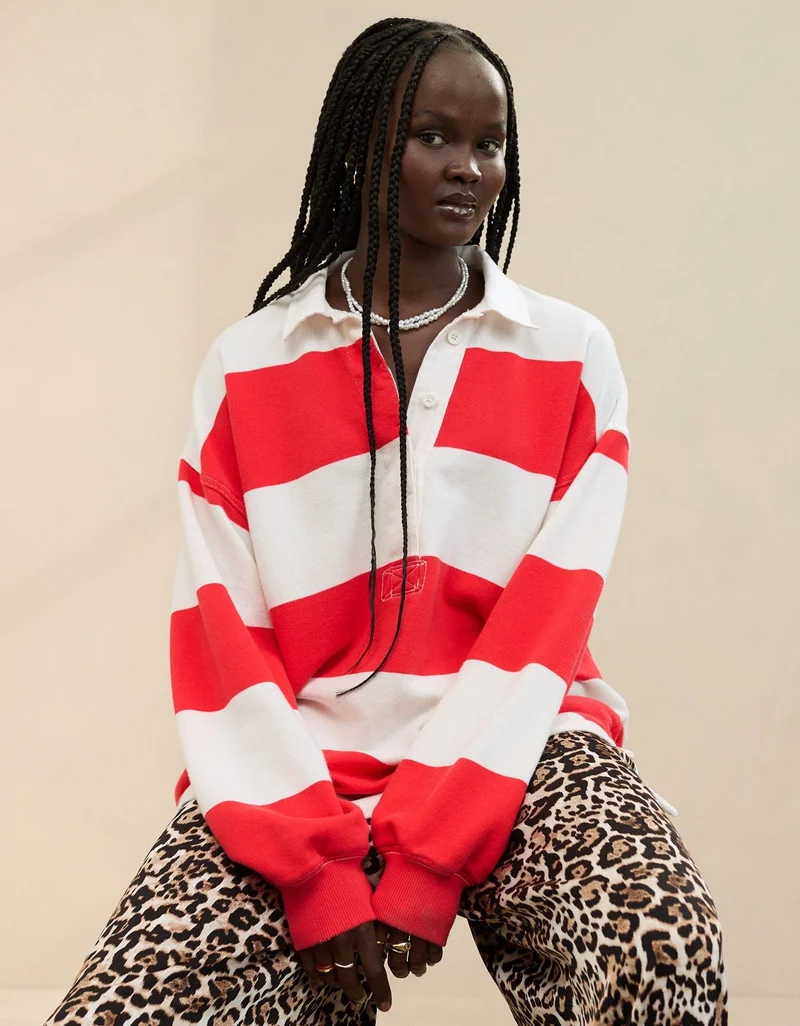 Aerie Aerie Prep Rally Rugby Sweatshirt