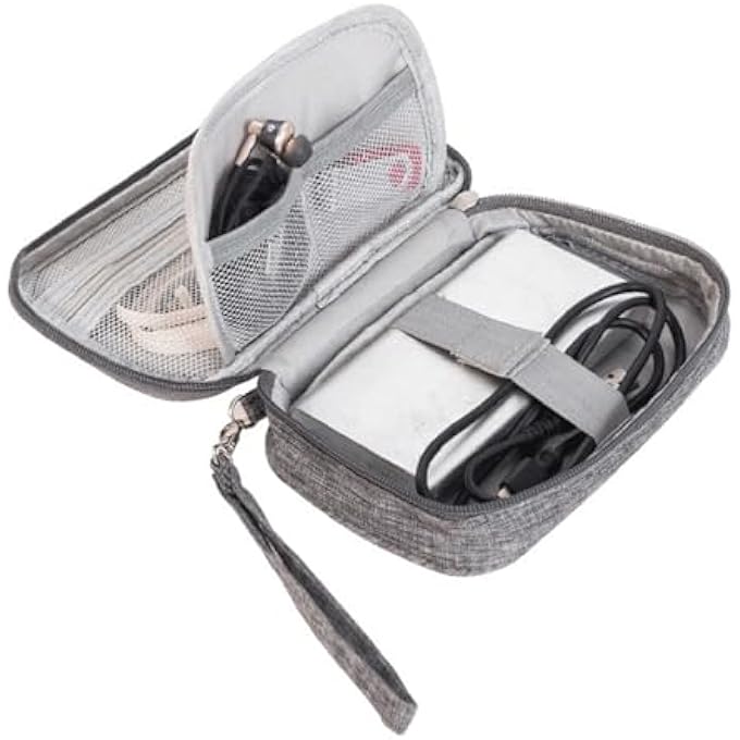 ELECTRONIC ORGANIZER CABLE ORGANISER POUCH BAG ELECTRONICS ACCESSORIES BAG ORGANISER TRAVEL GADGET BAG FOR CABLES POWER BANK USB DRIVE CHARGER HARD DISK GREY - Image 2