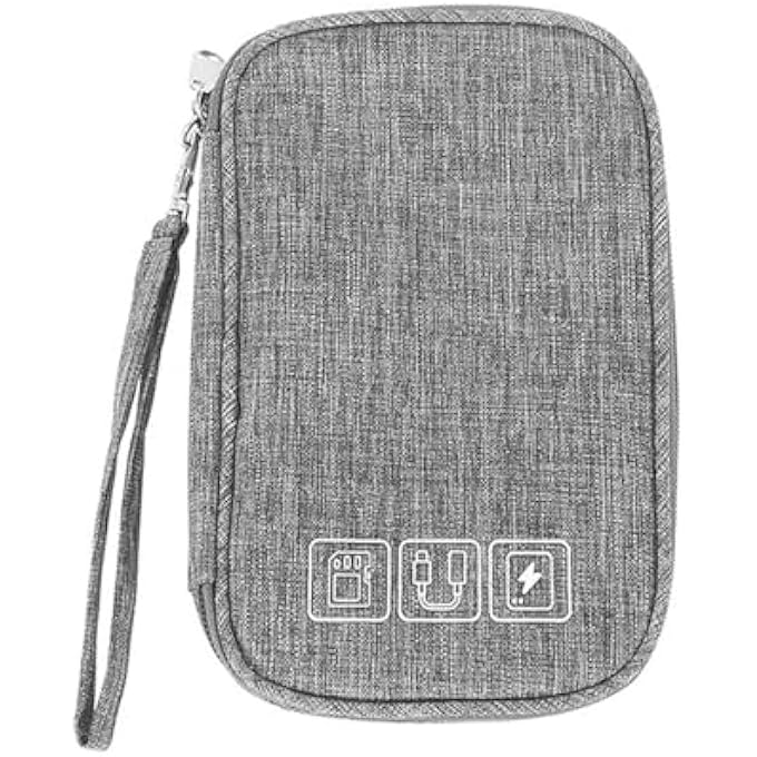 ELECTRONIC ORGANIZER CABLE ORGANISER POUCH BAG ELECTRONICS ACCESSORIES BAG ORGANISER TRAVEL GADGET BAG FOR CABLES POWER BANK USB DRIVE CHARGER HARD DISK GREY - Image 1