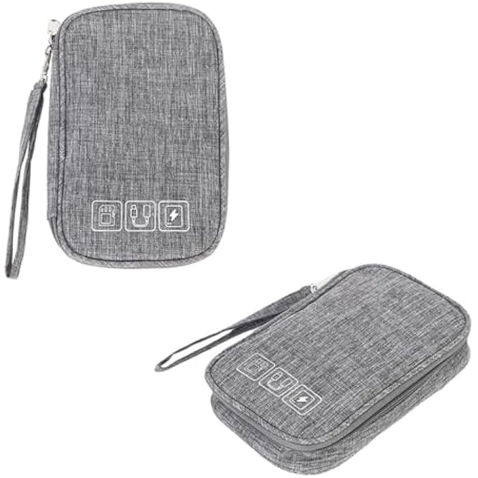 ELECTRONIC ORGANIZER CABLE ORGANISER POUCH BAG ELECTRONICS ACCESSORIES BAG ORGANISER TRAVEL GADGET BAG FOR CABLES POWER BANK USB DRIVE CHARGER HARD DISK GREY - Image 3