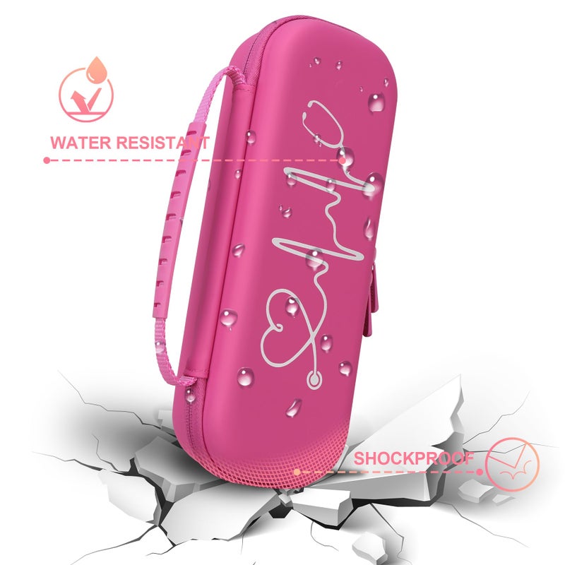 BOVKE Travel Stethoscope Case for 3M Littmann Classic III, Lightweight II S.E, MDF Acoustica Lightweight Stethoscopes, Mesh Pocket for Pen Lights, Medical Scissors and Nurse Accessories, Raspberry - Image 5