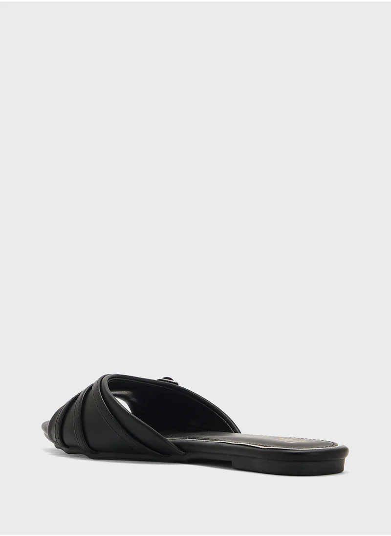 ELLA Pointed Flat Sandal With Buckle Detail