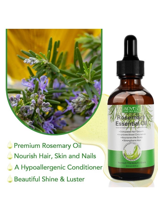 ALIVER Rosemary Essential Oil with Scalp Massager for Hair Growth - Nourishes and Stimulates Hair, 100% Organic - Image 2