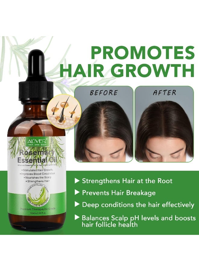 ALIVER Rosemary Essential Oil with Scalp Massager for Hair Growth - Nourishes and Stimulates Hair, 100% Organic - Image 3
