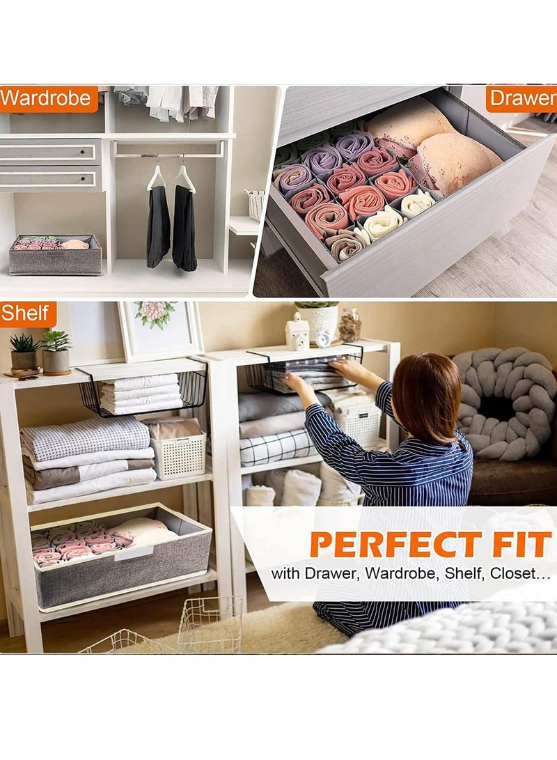 Arabest Foldable Underwear Drawer Organizer With Lid Bra Closet Organizers Underwear Storing Box For Clothing Underwear Bras Socks - Grey  - Image 4