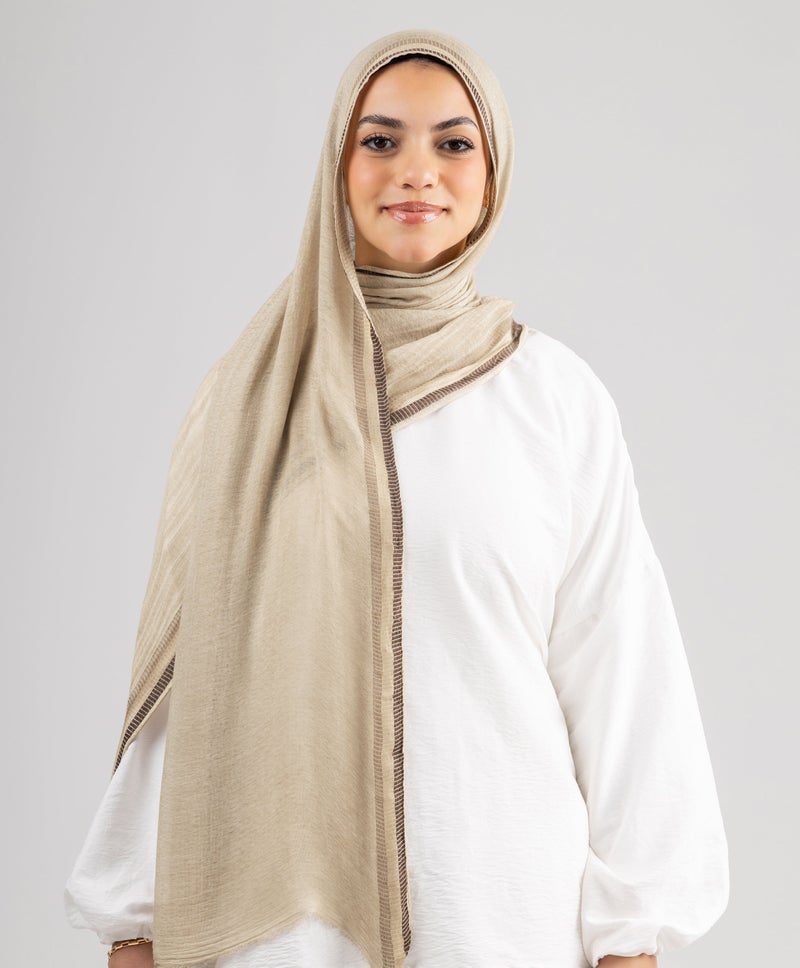 Elegant Beige Linen Scarf — Beige