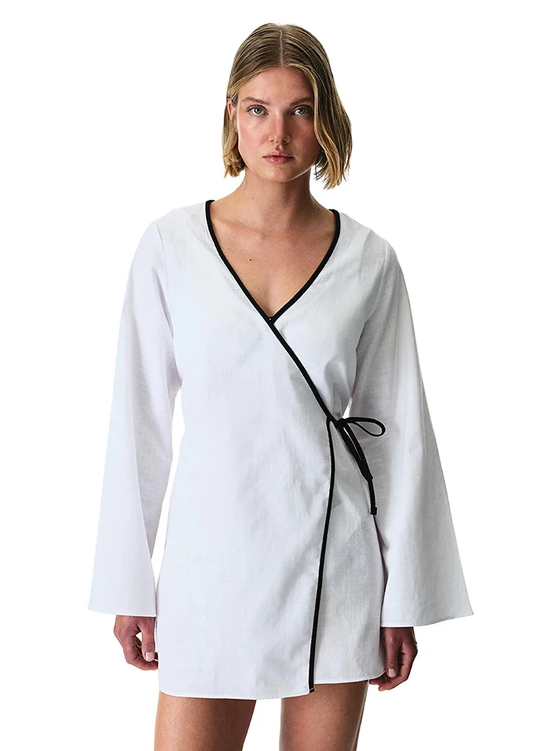 Penti Penti Women's Cotton Linen Beach Mara Kaftan - White
