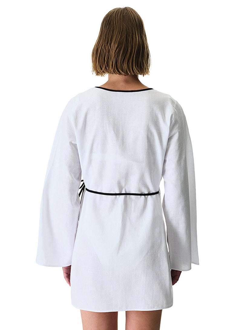 Penti Women's Cotton Linen Beach Mara Kaftan - White - Image 3