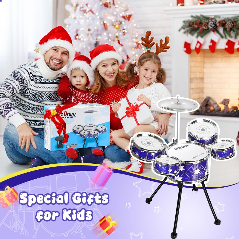 Drmukie Upgraded Drum Set for Toddler Toy Ages 2-4 Kids Jazz Drums Kit with Stool Musical Instrument Toys for 3 4 5 Year Old Girls Boys Gifts - Image 5