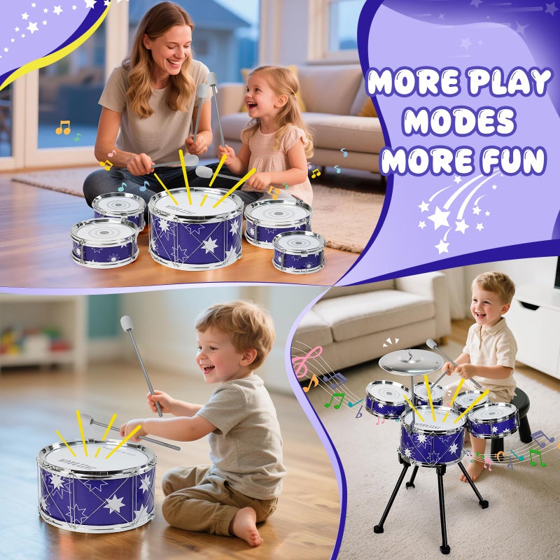 Drmukie Upgraded Drum Set for Toddler Toy Ages 2-4 Kids Jazz Drums Kit with Stool Musical Instrument Toys for 3 4 5 Year Old Girls Boys Gifts - Image 4