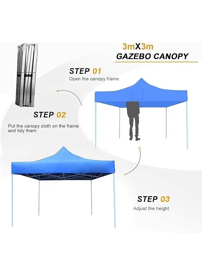 Cool Baby COOLBABY 3x3 M Portable event Canopy Tent-Pop Up Instant Shelter Sun Protection Shade for Outdoor Camping Picnics Beach Garden Sports Party-Camping Tent (Blue) - Image 3