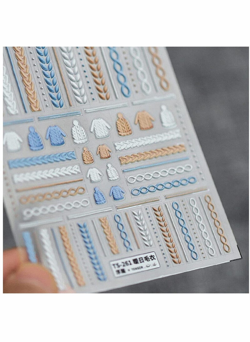 SYOSI Nail Stickers, Frosted Thin Transparent Embossed Nail Stickers, Elegant Sweater Sticker, Nails Decal Diy Nail Art 3d Acrylic Engraved, Nail Sticker Nail Art Decoration, 4 Sheet/Set - Image 4