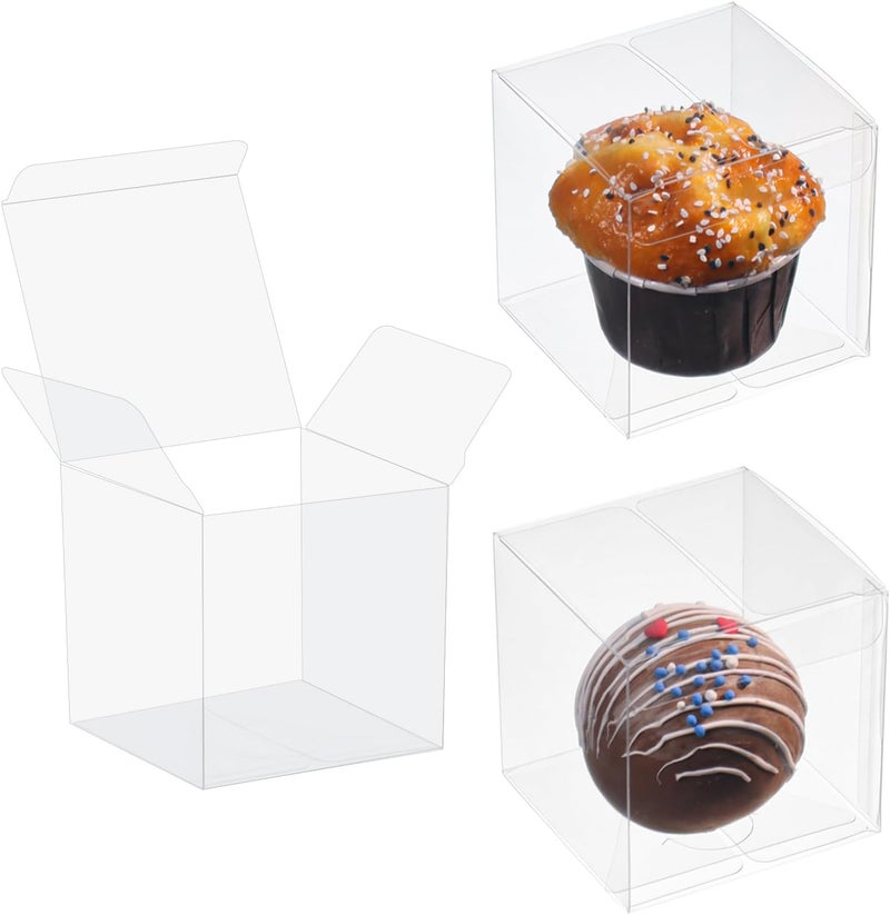 TEMLQPACK 100 Pack 3x3x3 Inch Clear Hot Chocolate Bomb Boxes Small Gift Boxes Bakery Boxes Cupcake Boxes Charcuterie Boxes Candies Boxes Christmas Party Favor Boxes - Image 1