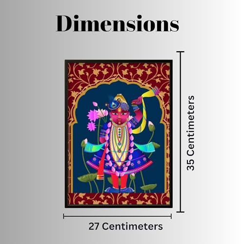 Nozvera Shreenathji & Kamdhenu Cow Wall Painting Set of 3 – Traditional Pichwai Art Framed MDF Decor for Home Temple, Pooja Room, Vastu Wall– Ready to Hang Non-Stickable Spiritual Art - Image 3