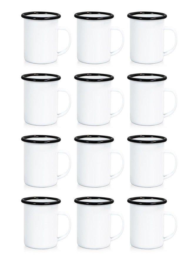 MAIKESUB 12 pcs Sublimation Blanks Enamel Mug 12 OZ with Black Rim Camping Travel Coffee Metal Mug Can be used as a gift for Christmas Thanksgiving Mother's Day Father's Day - Image 1