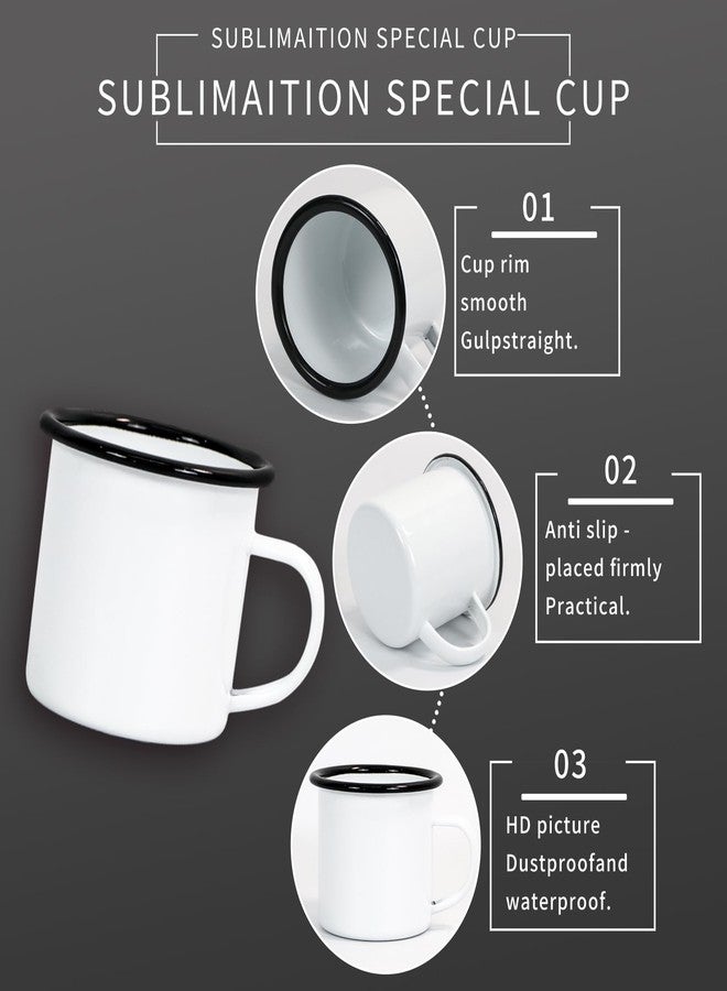 MAIKESUB 12 pcs Sublimation Blanks Enamel Mug 12 OZ with Black Rim Camping Travel Coffee Metal Mug Can be used as a gift for Christmas Thanksgiving Mother's Day Father's Day - Image 3