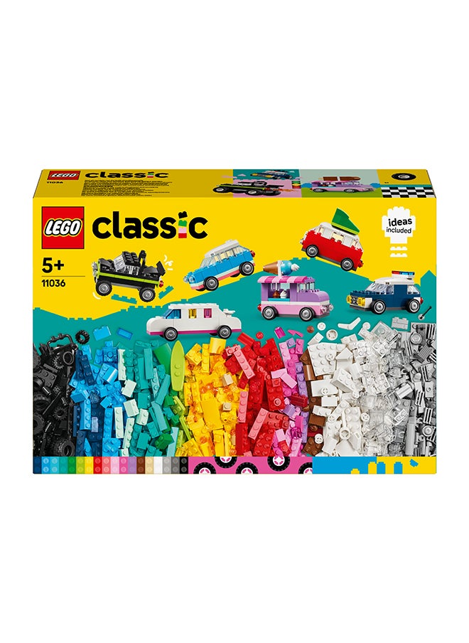 LEGO - Classic Creative Vehicles, Colourful Model Cars Kit featuring a Police Car Toy, Ice-Cream Truck, Limo, Van & More, Bricks Building Toys for Kids, Boys and Girls Aged 5 Plus with 52 Wheels 11036 - Image 1