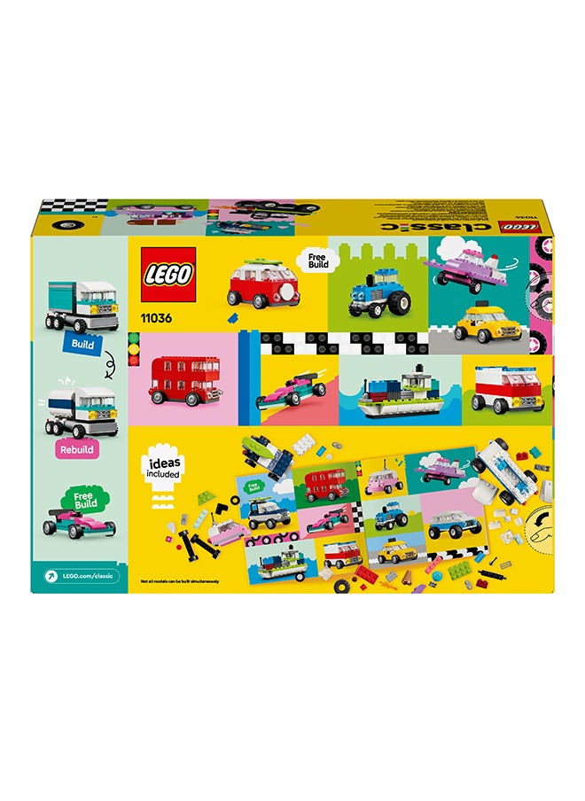 LEGO - Classic Creative Vehicles, Colourful Model Cars Kit featuring a Police Car Toy, Ice-Cream Truck, Limo, Van & More, Bricks Building Toys for Kids, Boys and Girls Aged 5 Plus with 52 Wheels 11036 - Image 1