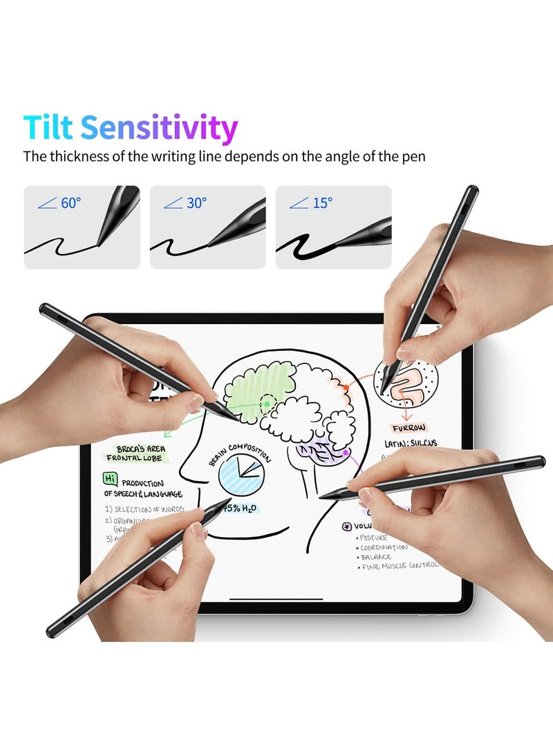 زاڤي قلم ايباد مغناطيسي مع ميزة راحة اليد، قلم ستايلس يدعم الإمالة متوافق مع جميع أجهزة ايباد 2018-2025، ايباد برو 11/12.9، اير 3/4/5/6، ميني 5/6، والجيل 6 إلى 11 - Image 5