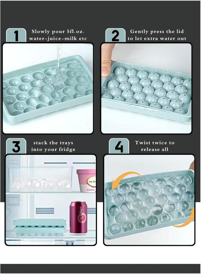 HOMESTAR صانع مكعبات الثلج 33 قطعة، صينية مكعبات الثلج، قالب الثلج، صينية تخزين بلاستيكية آمنة للطعام للفريزر - Image 3