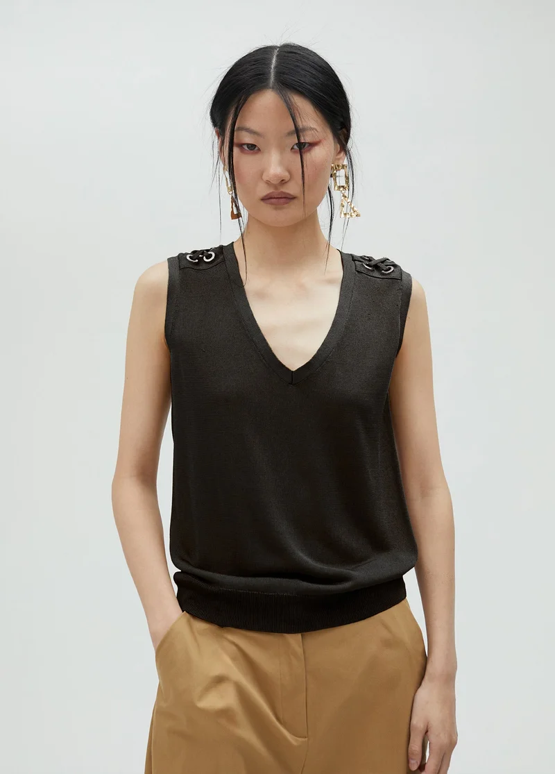 Lola Casademunt Knit top with eyelet details