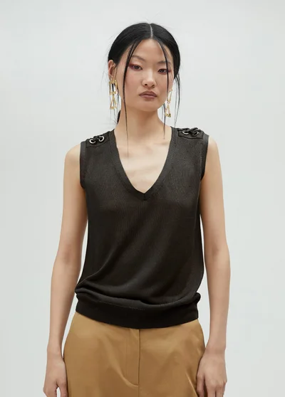 Lola Casademunt Knit top with eyelet details