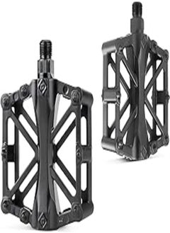 GROIC Road Mountain Bike Pedals, GROIC Bicycle Pedal 9/16 for MTB BMX, Aluminum Alloy Cycling Flat Pedal with 16 Removable Anti-Skid Pins, Universal Lightweight Platform Pedal for Travel Bike Exercise Bike 