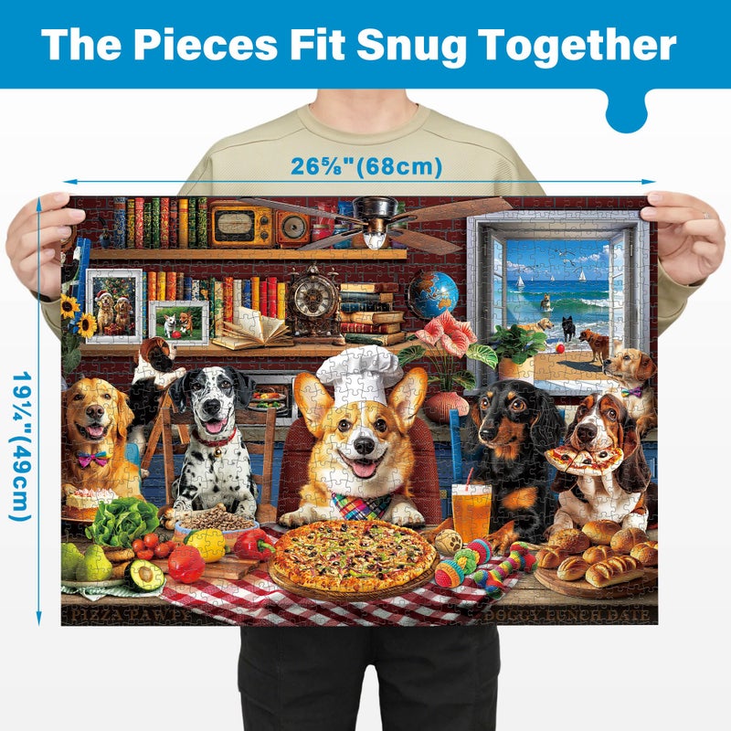 BenBen 1000 Piece Puzzle for Adults, 4 Pack Jigsaw Puzzles with Letters on Back, World Landscape, USA Landmarks, Dogs' Dinner Party, Jungle Parrots - Image 2