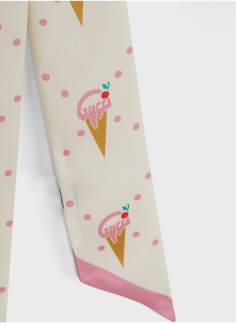 Ginger - Icecream Print Silky Multipurpose Scarf - Image 1